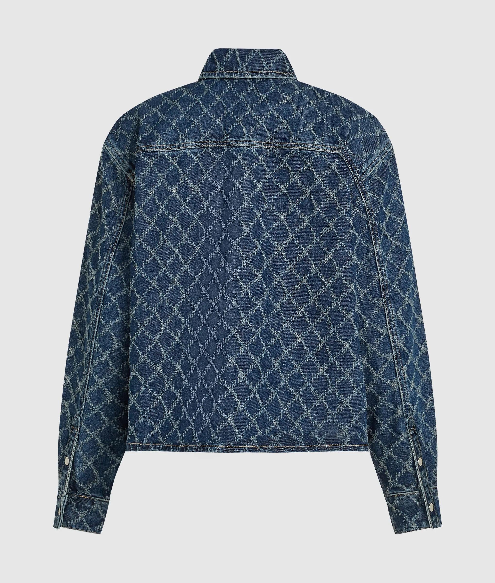 Denim shirt met ruitjesmotief