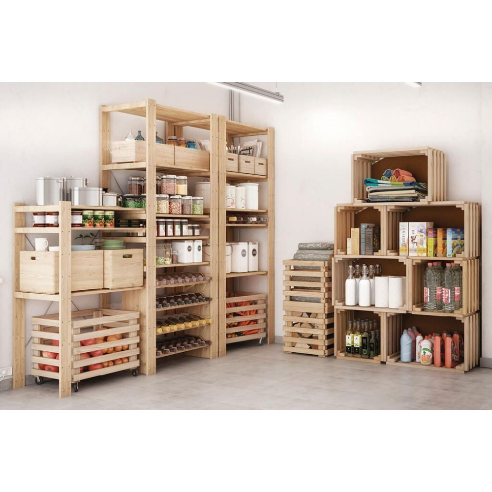 Caisse en bois brut de rangement (lot de 2)