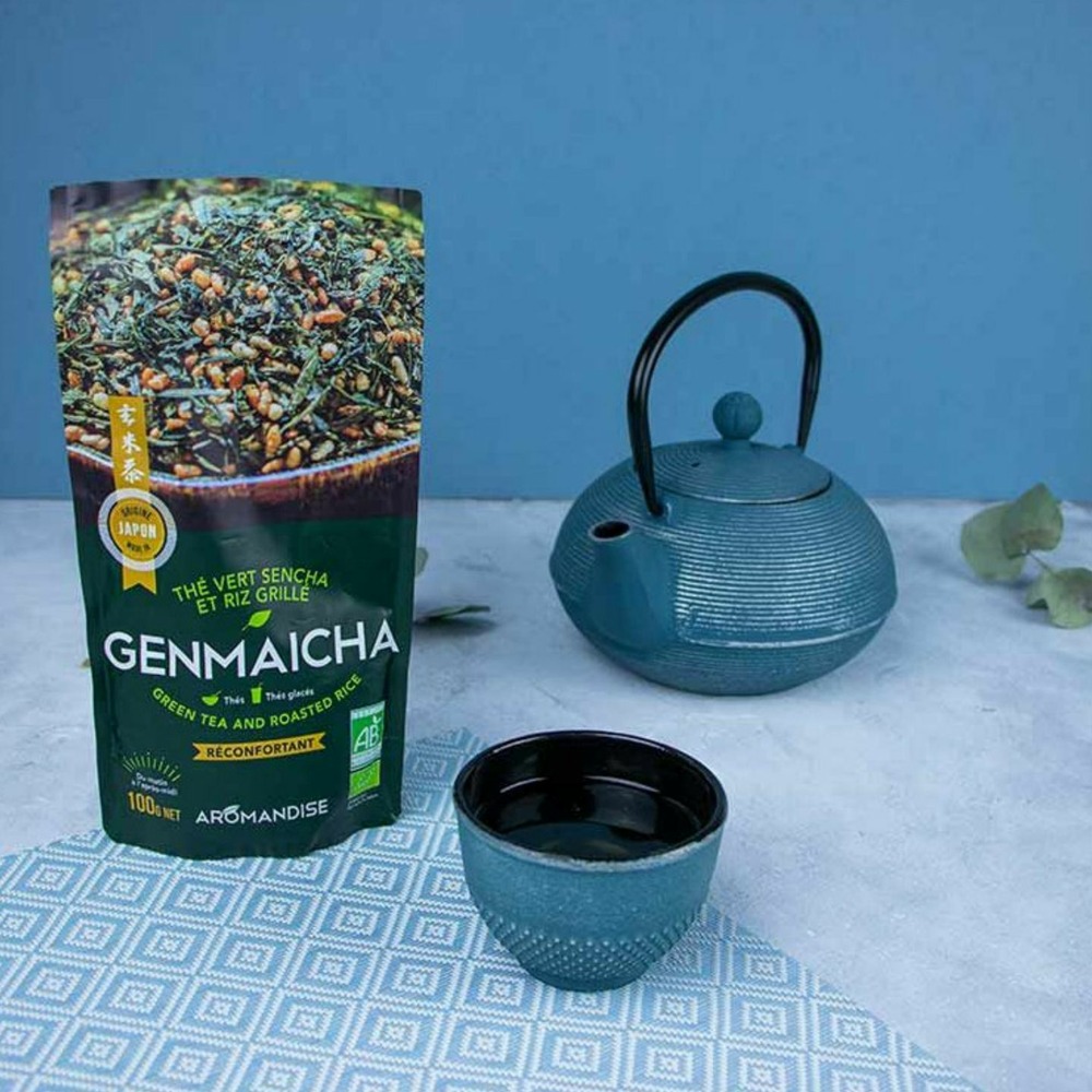 Coffret 4 thés verts bio japonais - genmaicha,sencha coco,sencha earl grey et hojicha