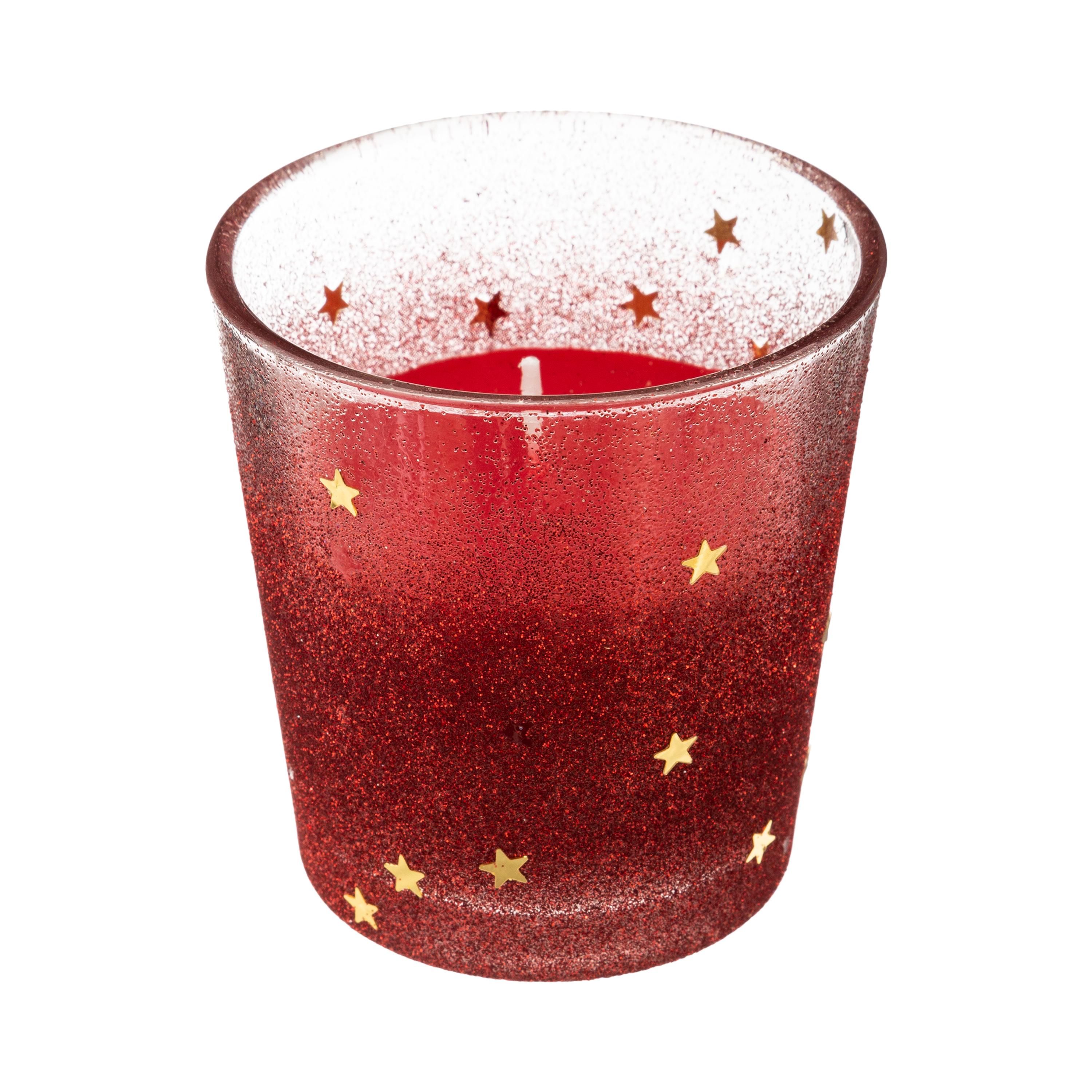 BOUGIE PHOTOPHORE VERRE H.8CM PAILLETTE ROUGE 90G