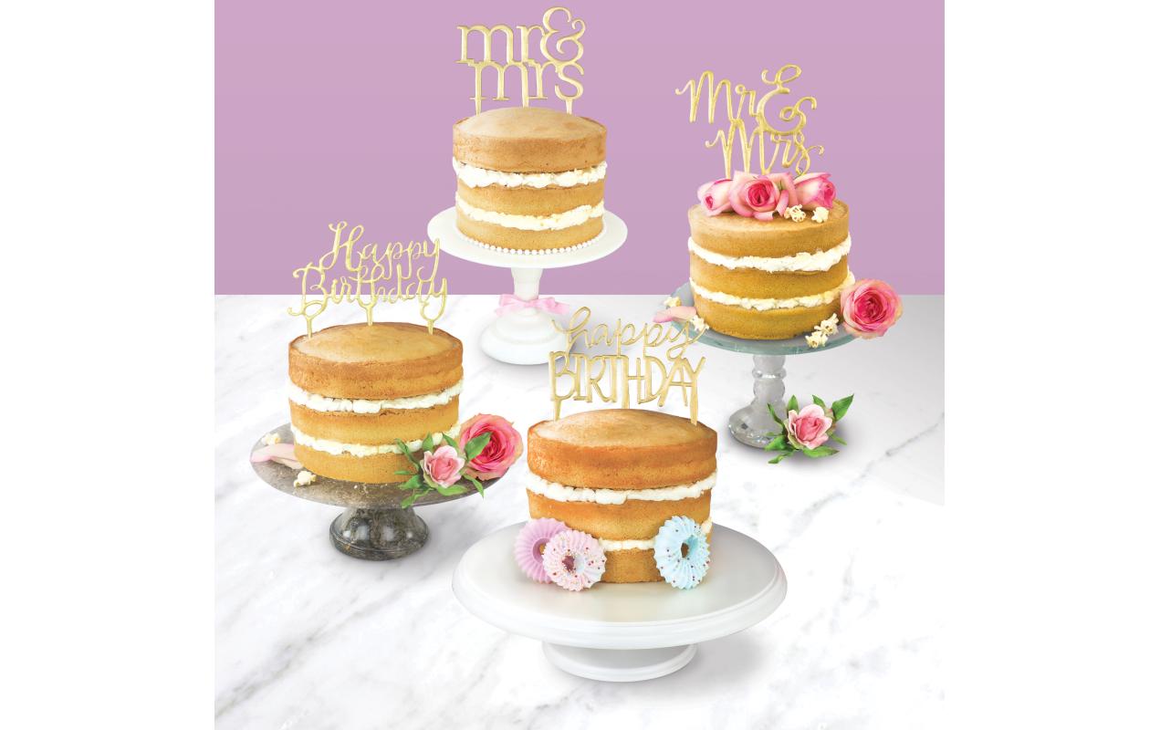 Kuchen-Topper Mr. & Mrs. Modern 1 Stück, WeissAusstecher für Kuchenaufsatz