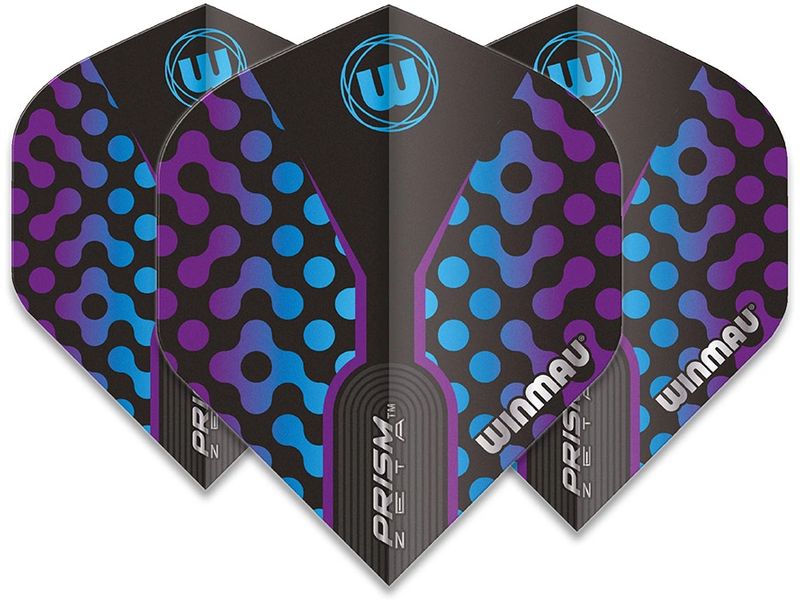 Winmau Dartflight Prism Zeta, Schwarz / Blau, 3 Stück Profi-Flights mit einem coolen Design