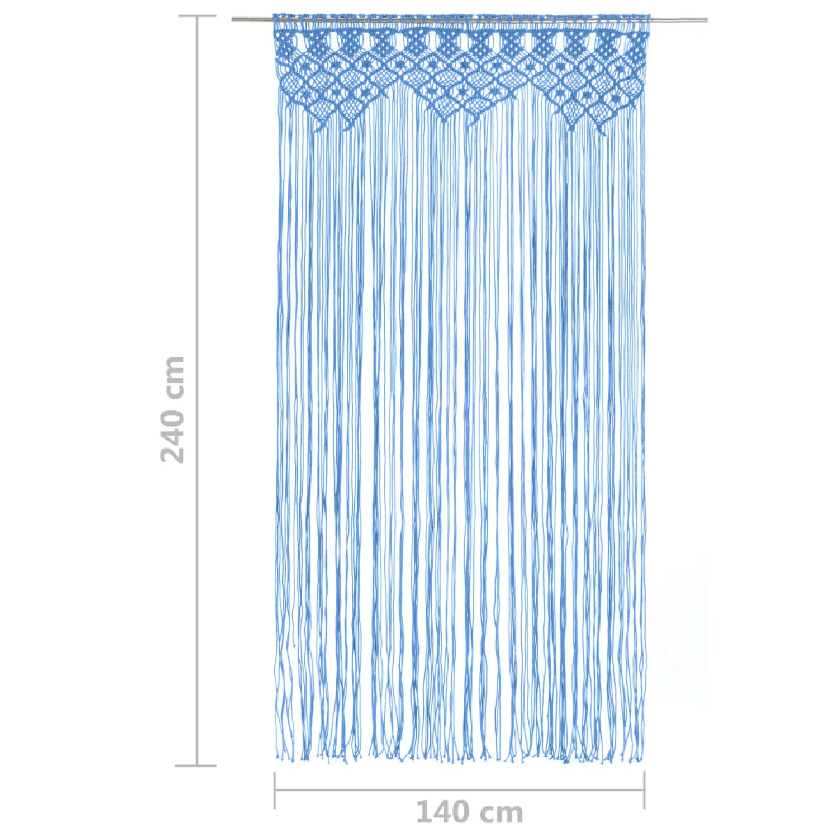 VidaXL - Rideau en macramé - 140x240 cm - Bleu
