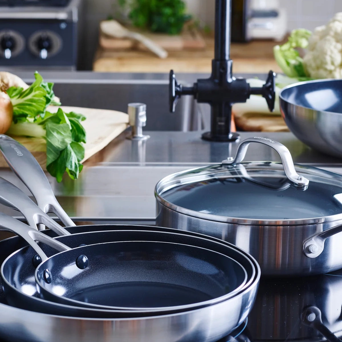 GreenPan Geneva Kookpannenset 3-delig RVS