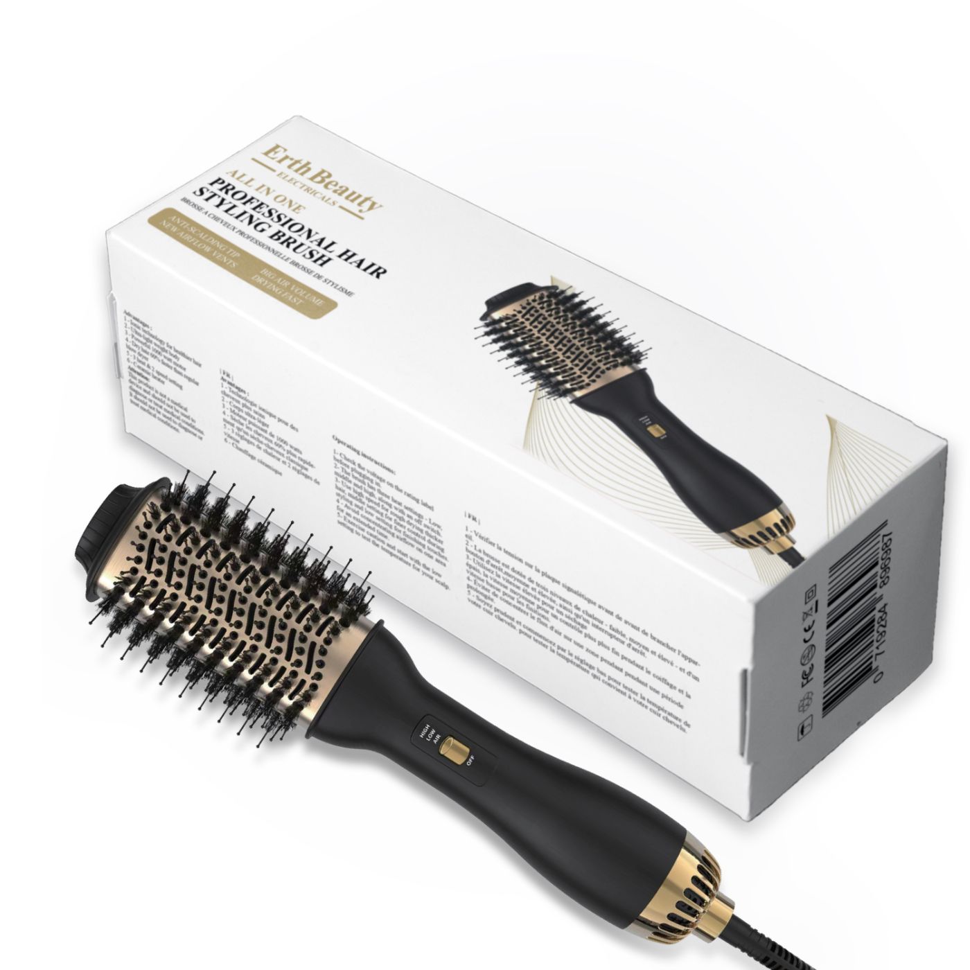 Erth Skin London Alles-in-einem-Professioneller-Haarstyling-Bürste