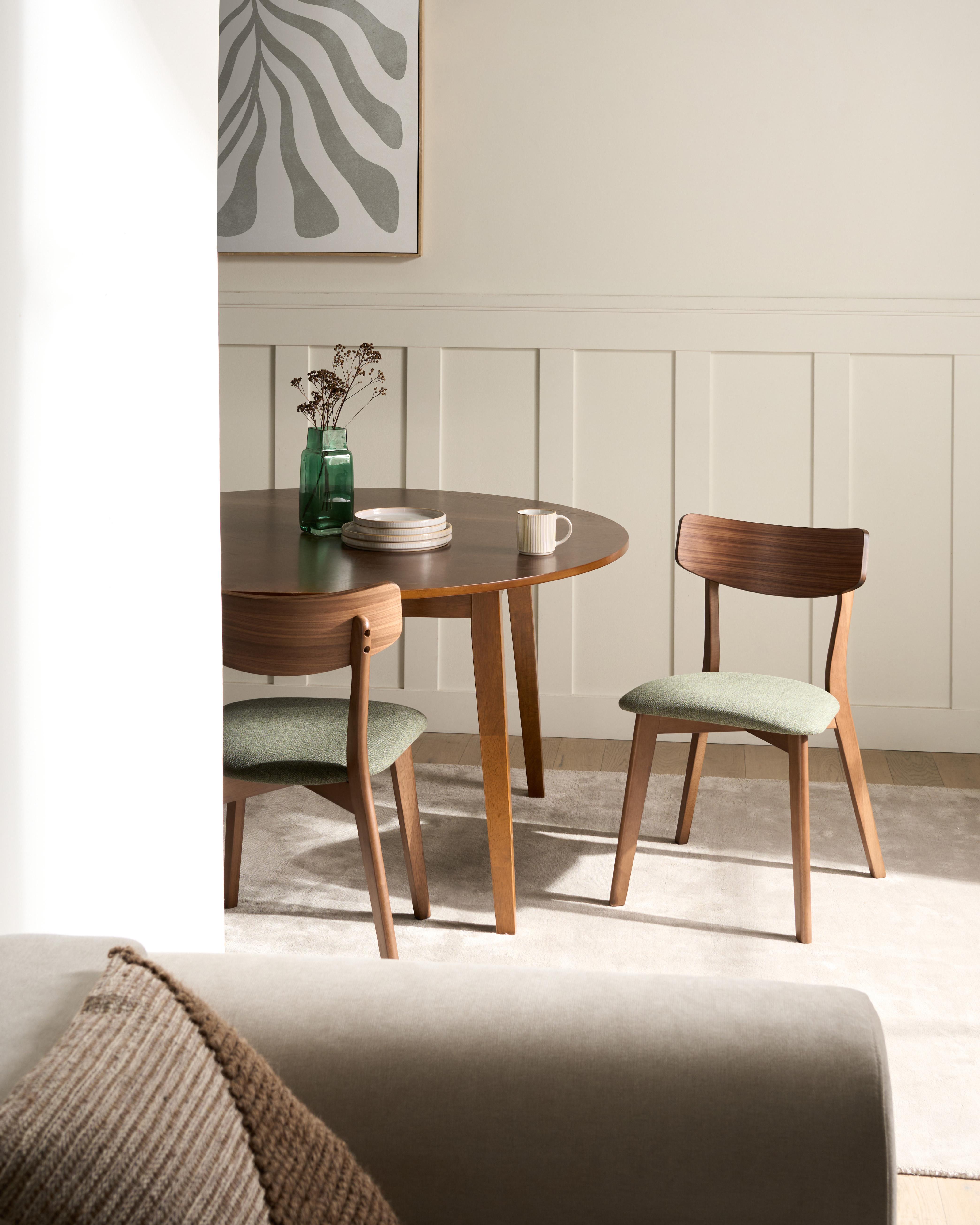 Set van 2 eetkamerstoelen HOPE Hout Donkerbruin/groen