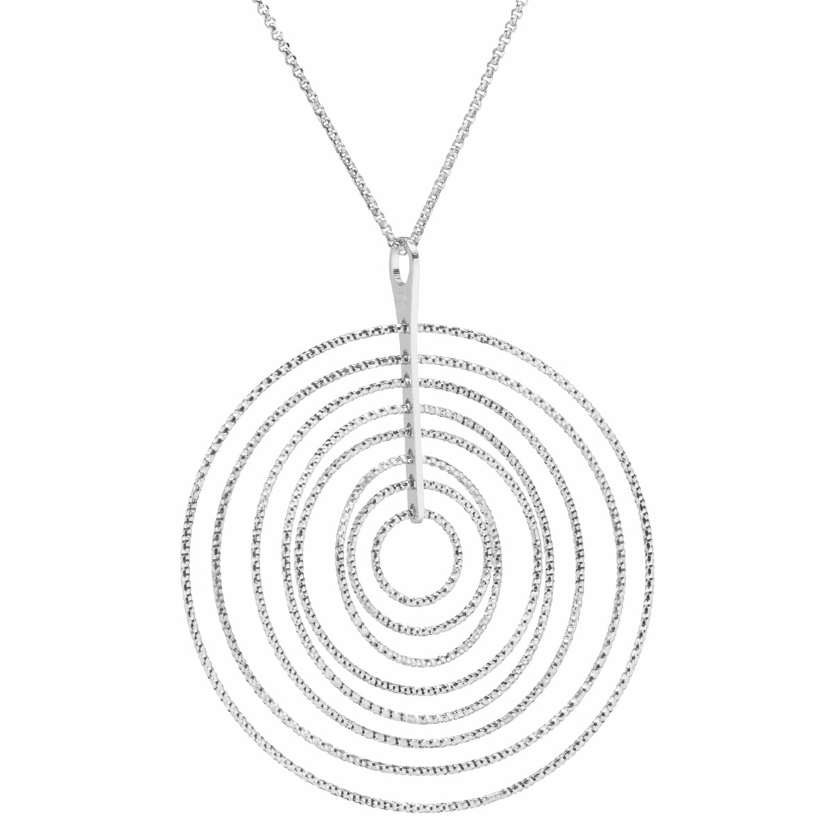 Collier Argent Rhodié Diamanté Spirale Tourmente