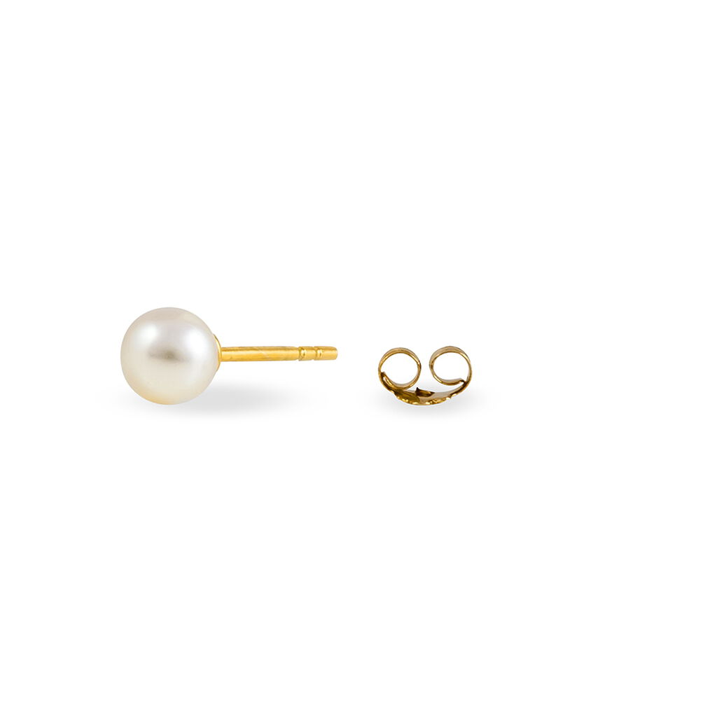 Boucles D'oreilles Puces Suki Rondes Nacres Or Jaune Perle De Culture