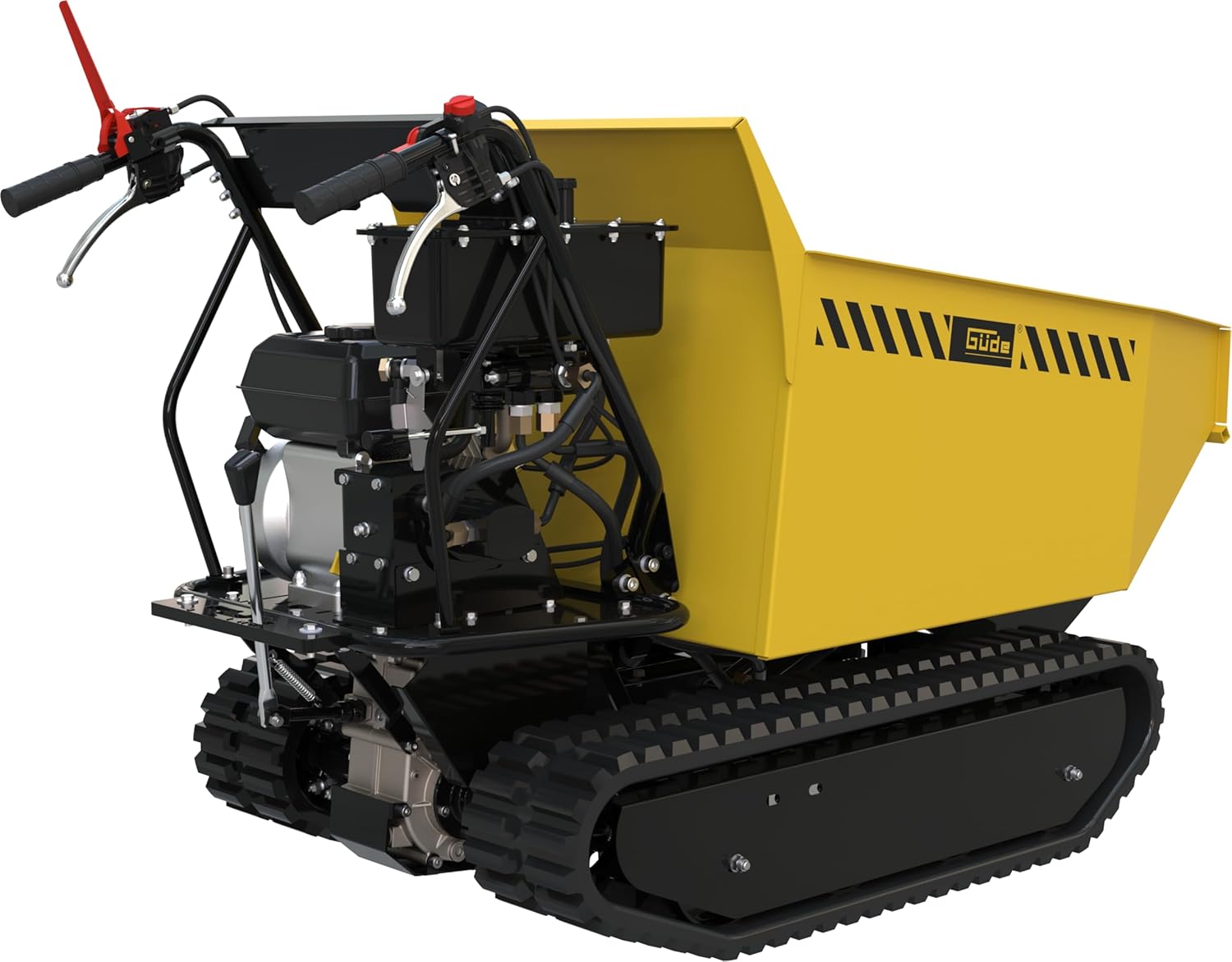 Güde Raupendumper GRD 500/R (4-Takt-Motor, 196 cm³ Hubr., 4,1/5,6 (kW/PS), Vorwärtsgeschw. 3,47 km/h, max. Zuladung 500 kg, 230 l Mulde mit Kipphydraulik, wartungsfr. Zahnradgetr., Handgriffstrg.)
