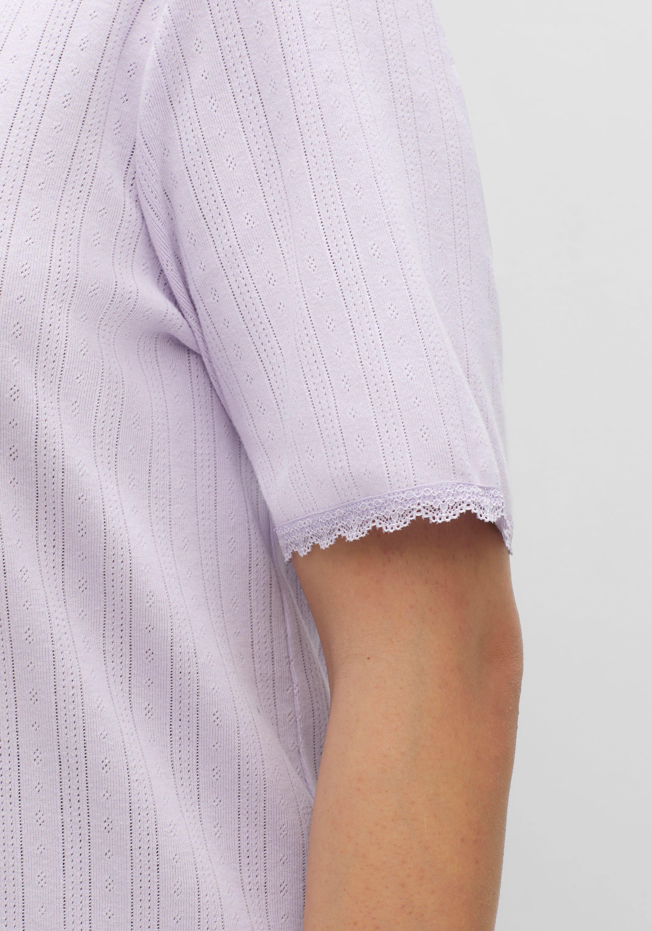 Shirt mit Lochmuster und Spitze