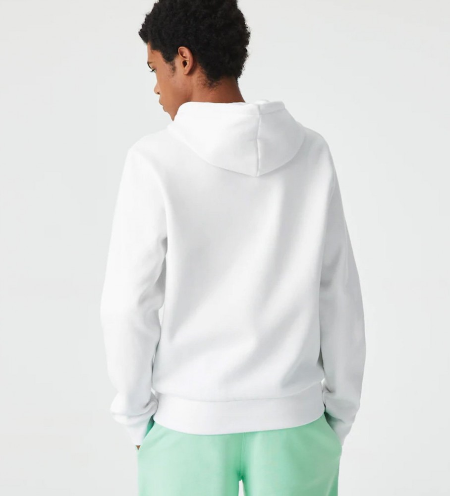 Moletom com capuz Lacoste em algodão orgânico, branco