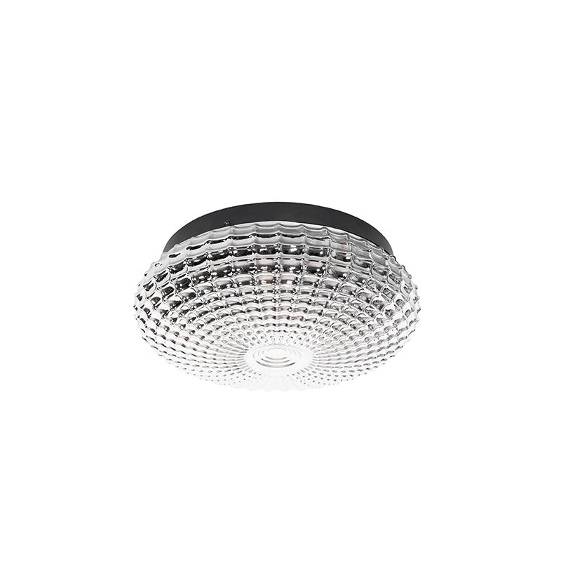 Klassieke plafondlamp zwart met smoke glas 30 cm IP44 - Nohmi