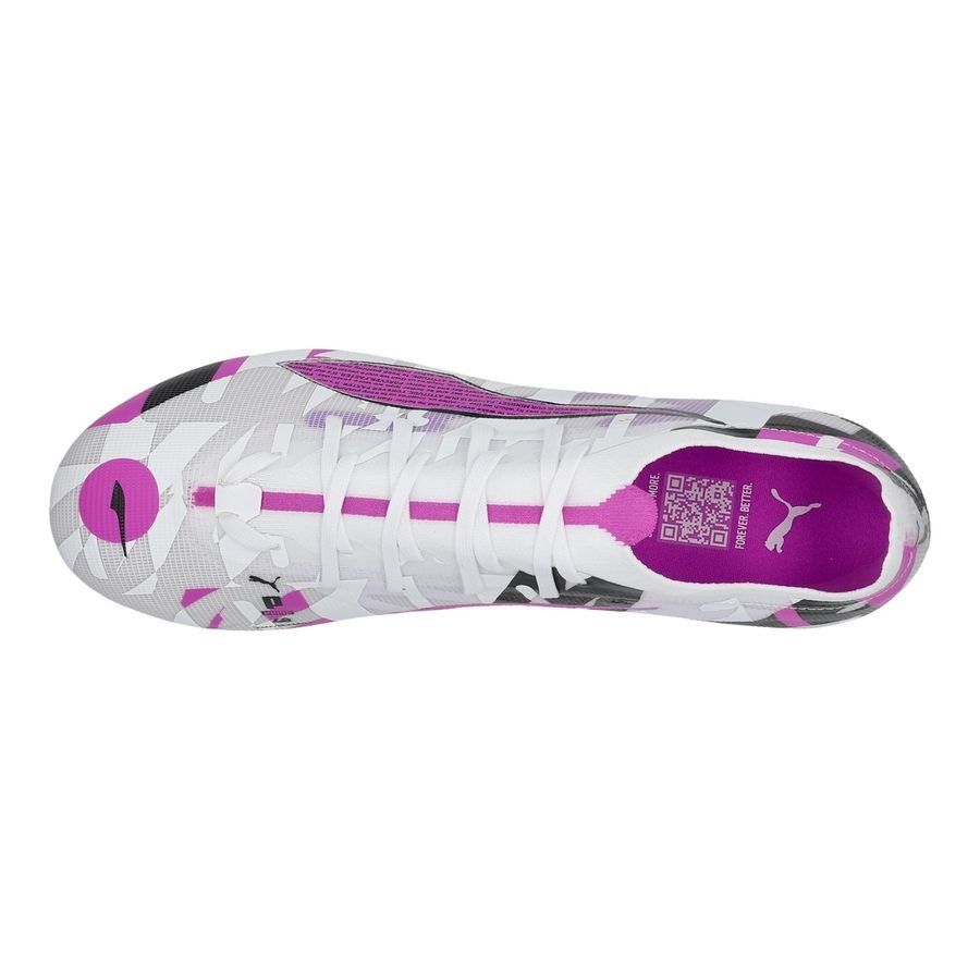 PUMA Ultra 5 Match FG/AG Forever - Blanc/Pure Magenta/Gris/Noir ÉDITION LIMITÉE