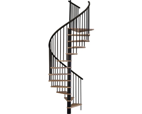 Pertura wenteltrap Irini beuken gelamineerd hout Ø 120 cm zwart 12 treden 13 stootborden