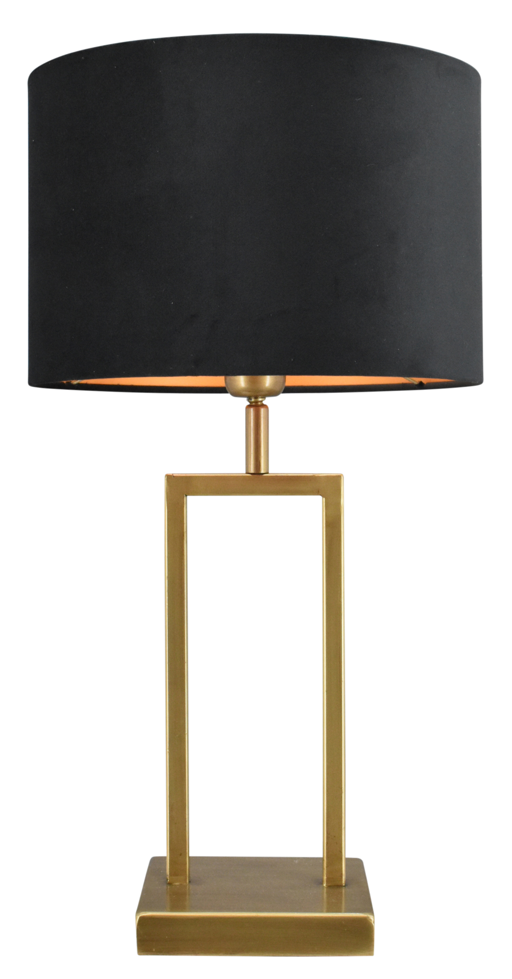 Tafellamp Veneto klein brons + kap 30/30/20 Alice velours zwart ( gouden binnenkant )