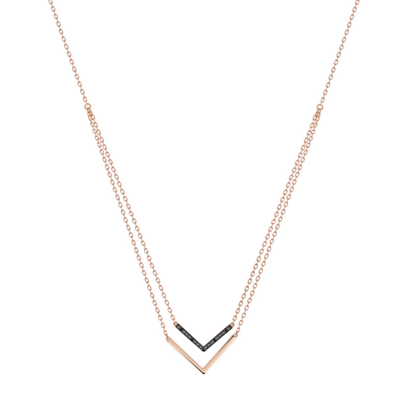 Collier or 375 rose double rang 