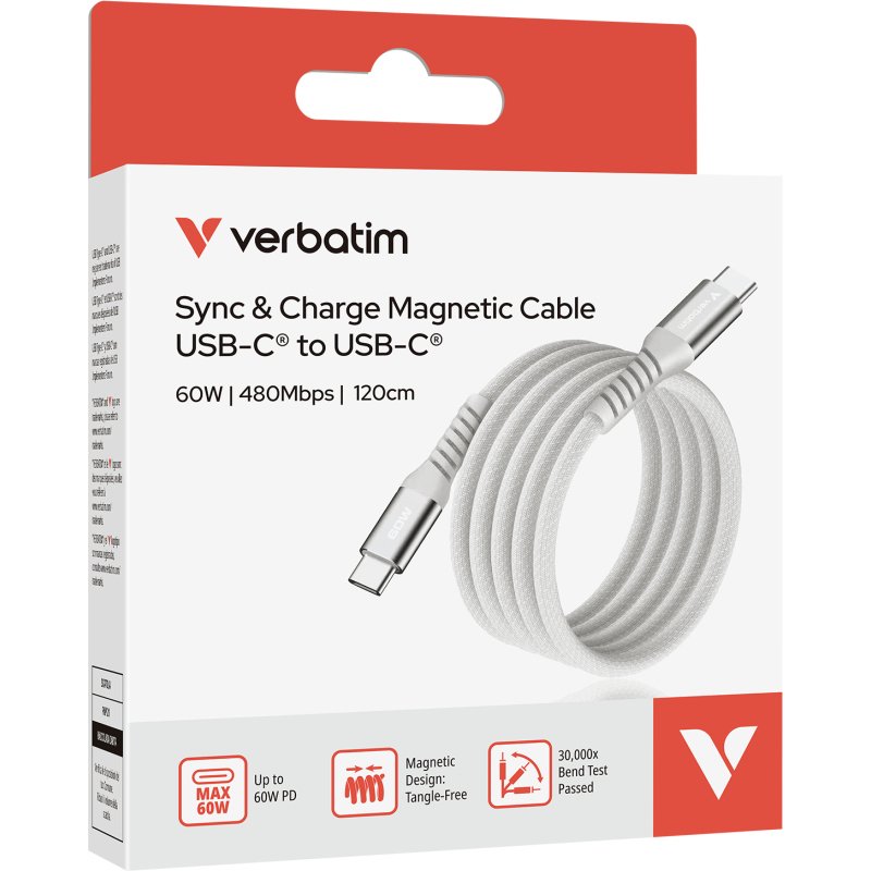 Verbatim 31850 câble USB USB 2.0 1,2 m USB C 0,48 Gbit/s 60 W Gris