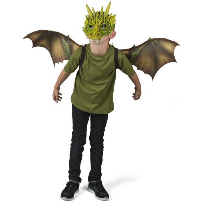 Halloweenmaske - Drache - für Kinder - grün