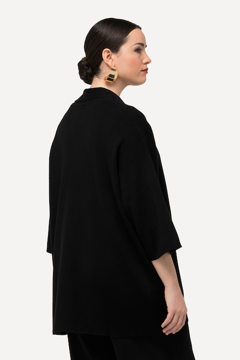 Strickjacke, oversized, offene Form, Schalkragen, Halbarm