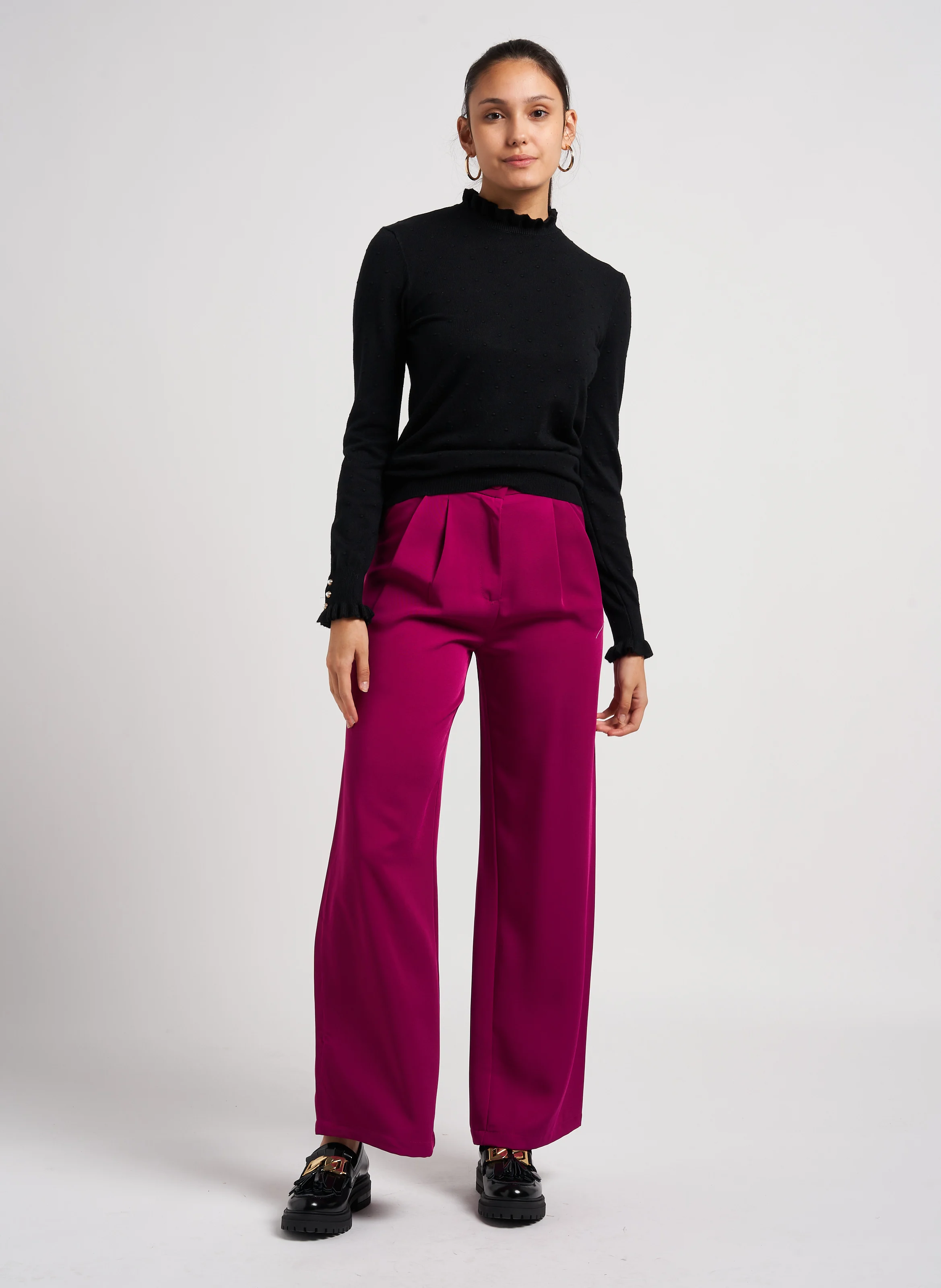 EGU - Pantalon de tailleur large et fluide| Rose
