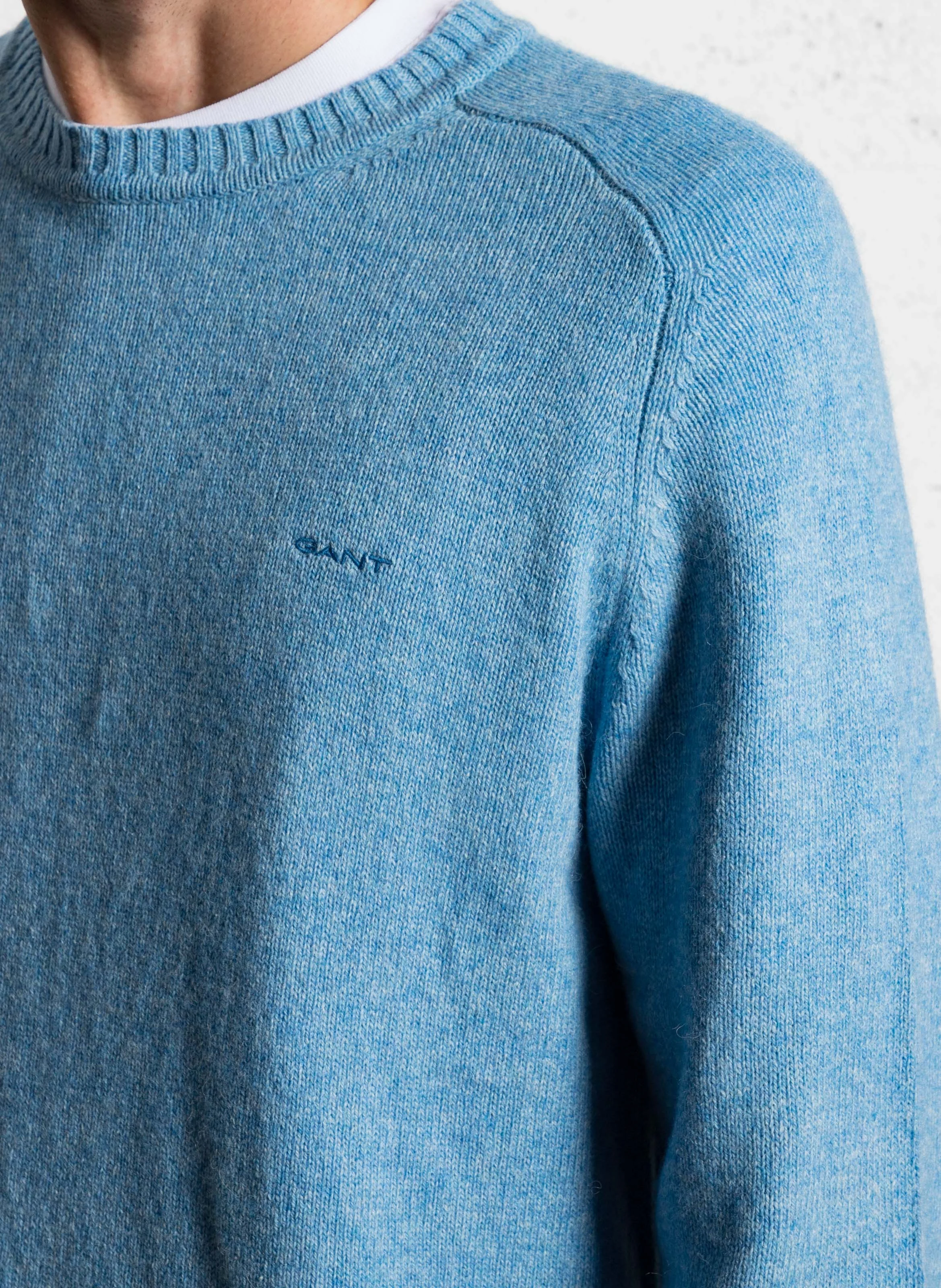Pull col rond en laine mélangée | Bleu