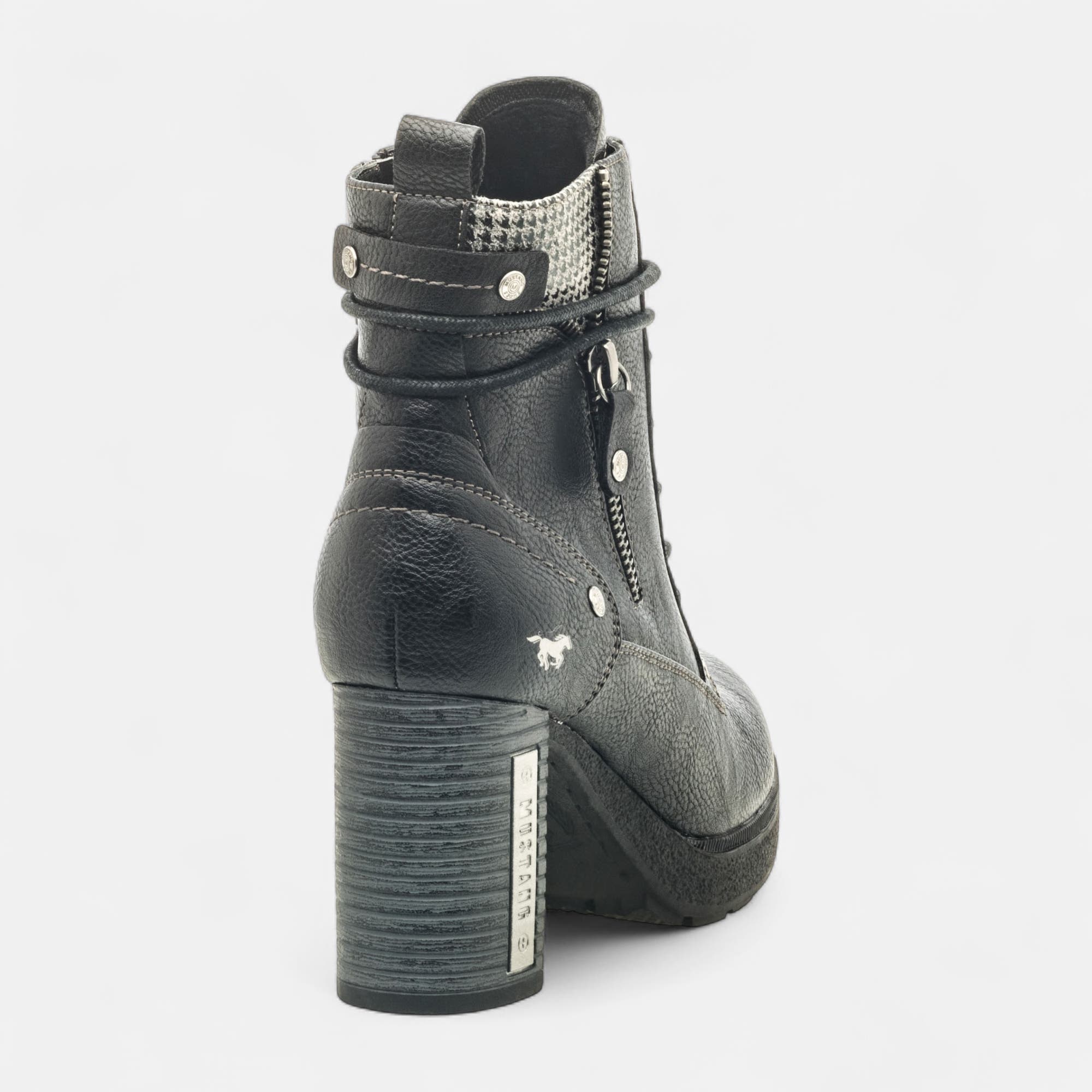 Bottines à lacets à talon Femme noir
