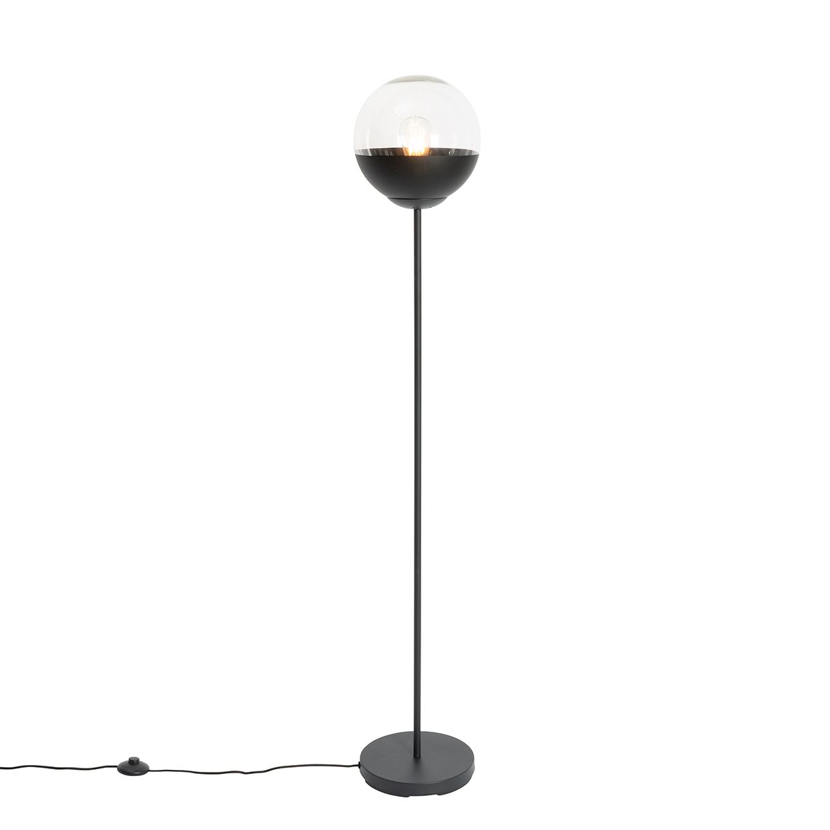 Retro vloerlamp zwart met helder glas - Eclipse