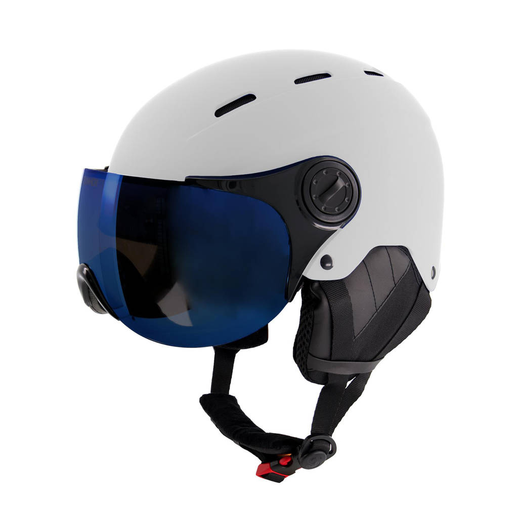 Sinner ski helm met vizier Typhoon Visor mat wit(blauwe lens)