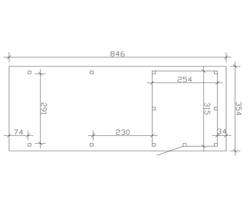 Enkele carport SKAN HOLZ Emsland incl. berging, paalankers 354 x 846 cm wit