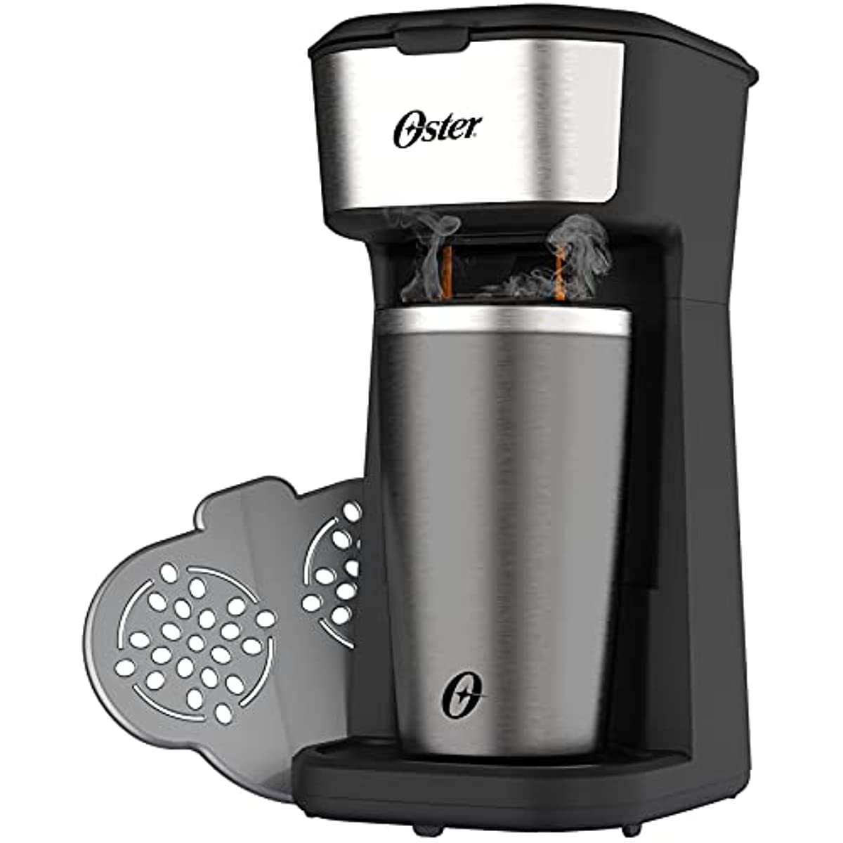 Cafeteira Oster 2Day Inox 2 em 1 com Copo T&eacute;rmico, 110V, Preto/Inox, 600W, OCAF200