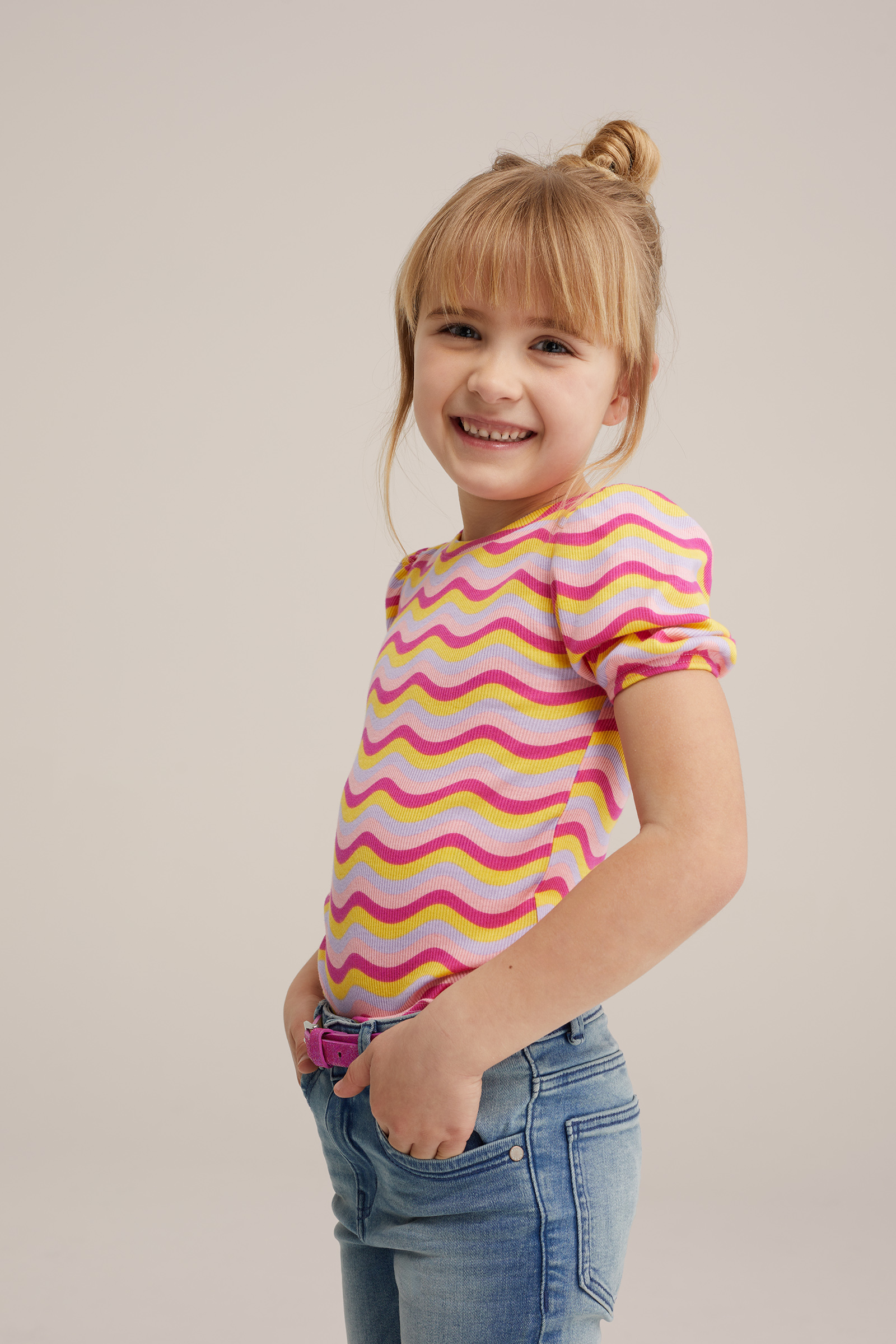 Meisjes T-shirt met dessin WE Fashion Lichtroze