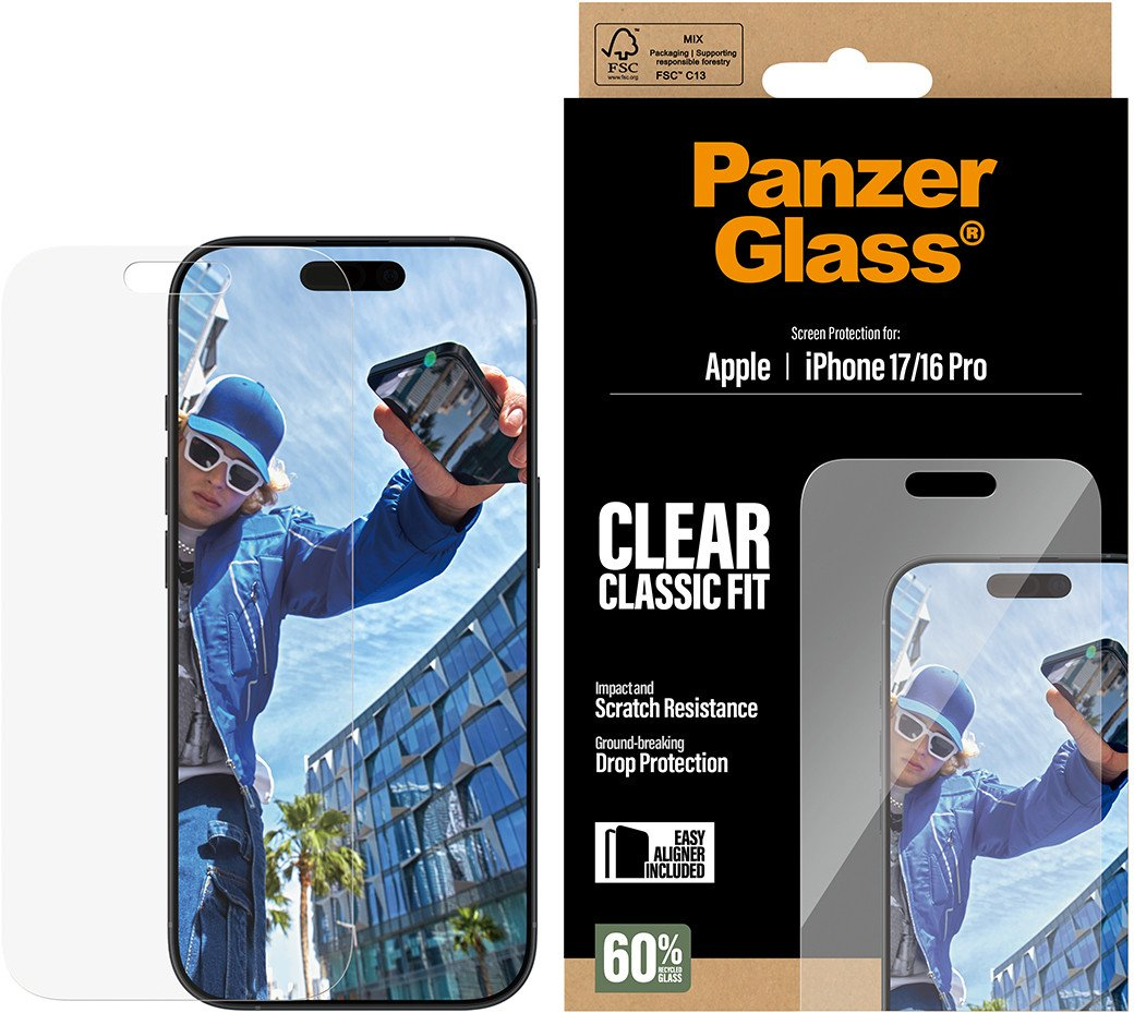 iPhone 17 Classic Fit EasyAligner Panzer Glas Displayschutz Case Friendly mit Montagerahmen (PG97490)