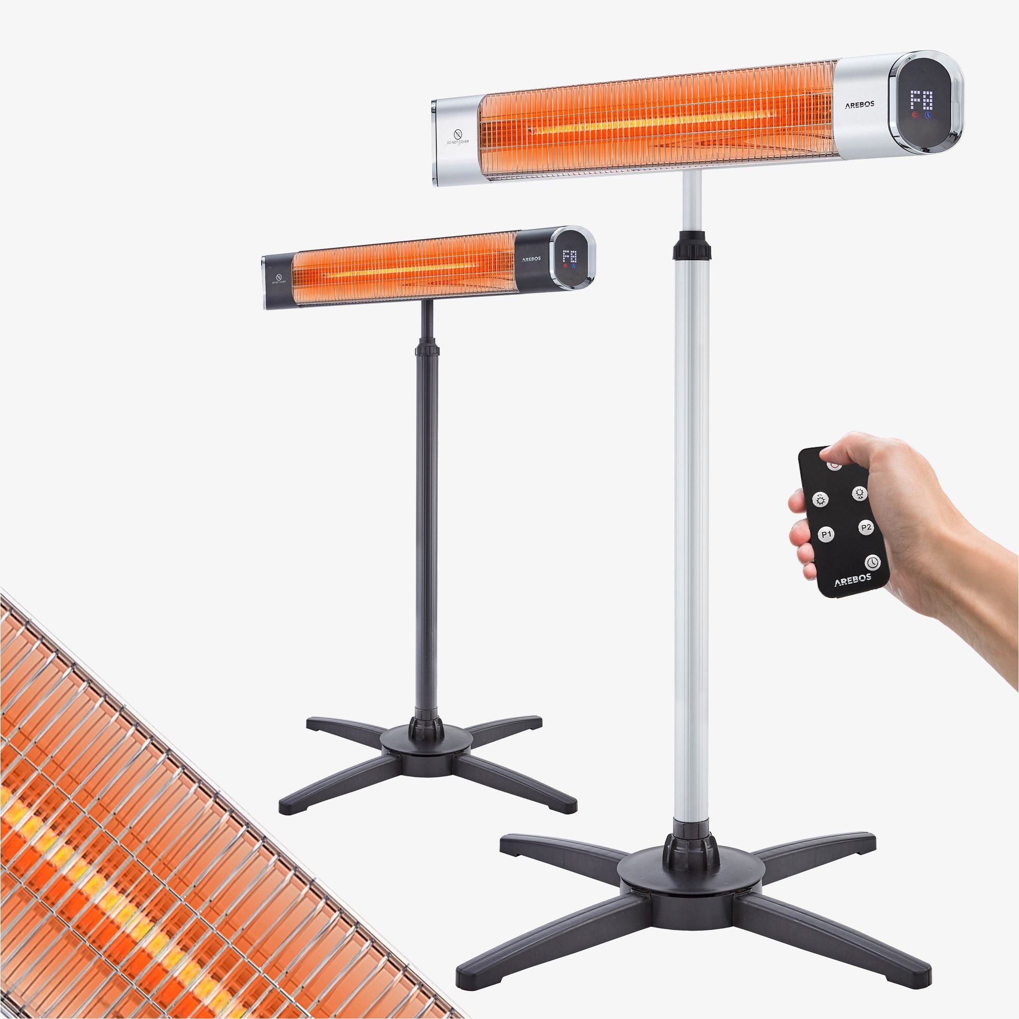 Infrarot Heizstrahler 2000W mit Stativ & Fernbedienung