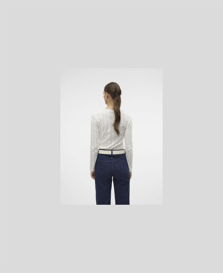 Vero Moda VMLISA POINTELLE LS TOP JRS NOOS Snow white