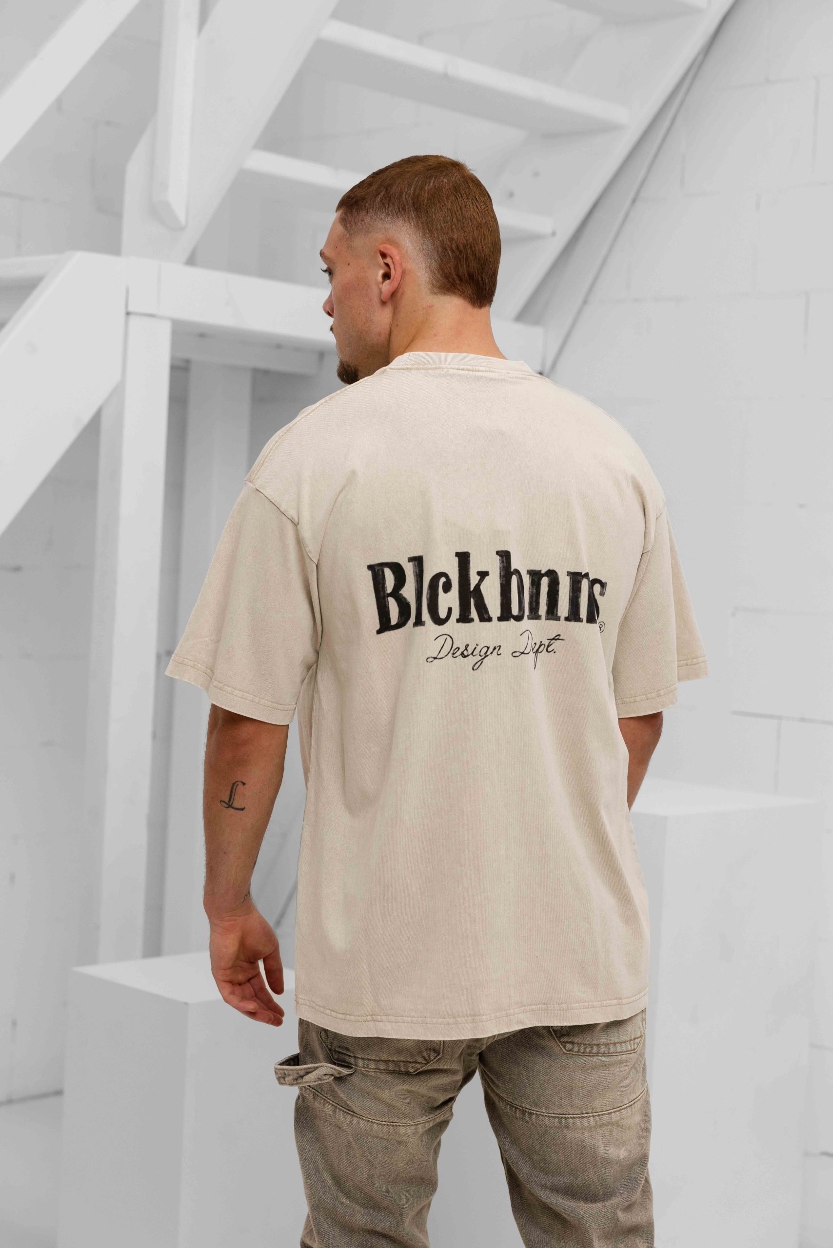 Black Bananas Brush T-Shirt Heren Beige