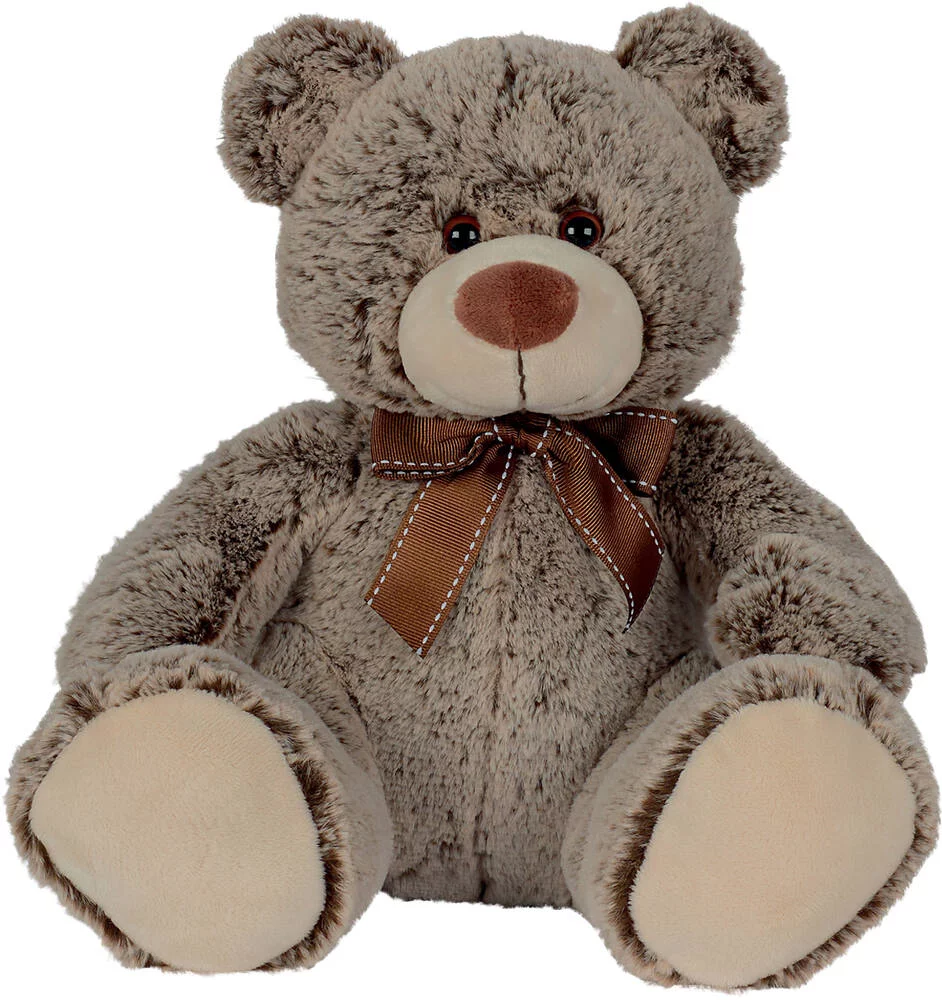 PELUCHE OURS ASSIS AVEC NOEUD 26 CM