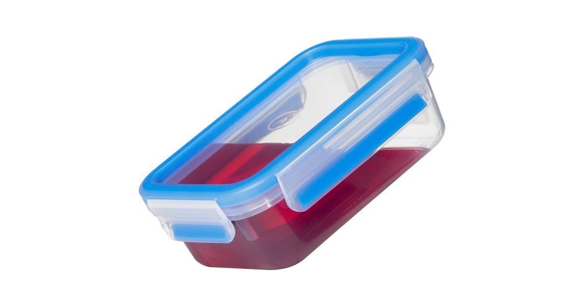 EmsaClip & Close vershoudbakjes, 5-delige set, 0,2 / 0,55 / 1,0 / 1,2 / 2,2 L doos  (Transparant/blauw, rechthoekig)