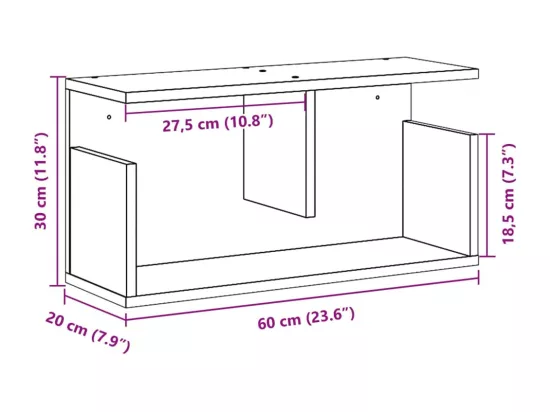 Armoire murale 60x20x30 cm vieux bois bois d'ingénierie