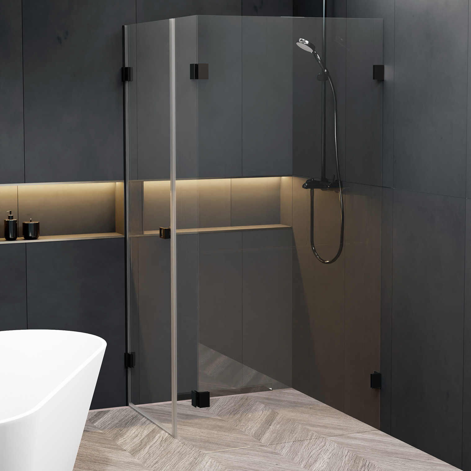 Riho Scandic X204 douchecabine links 100x100cm zwart mat