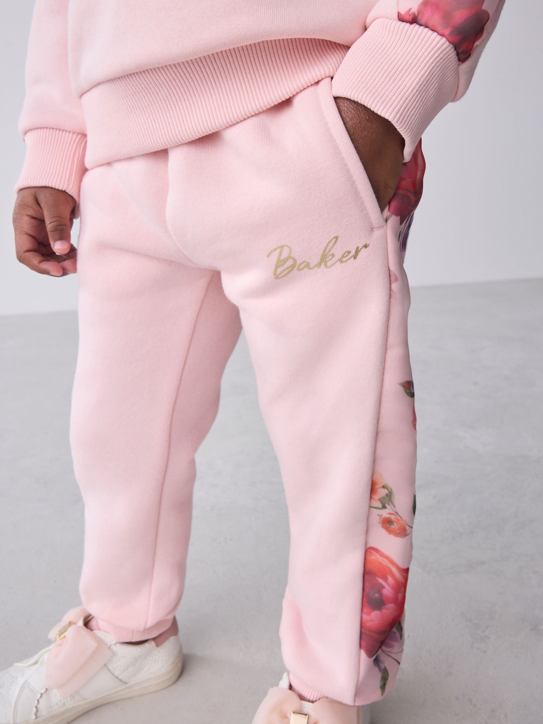Roze - Baker by Ted Baker Organza Sweatshirt met Bloemenprint & Joggingbroek Set van 2 Stuks
