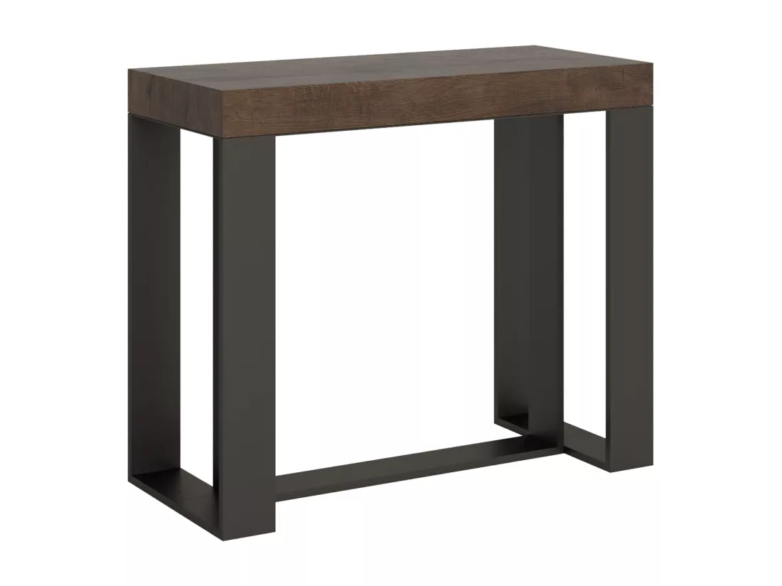 Console extensible 90x40/300 cm Futura Premium Noyer cadre Anthracite