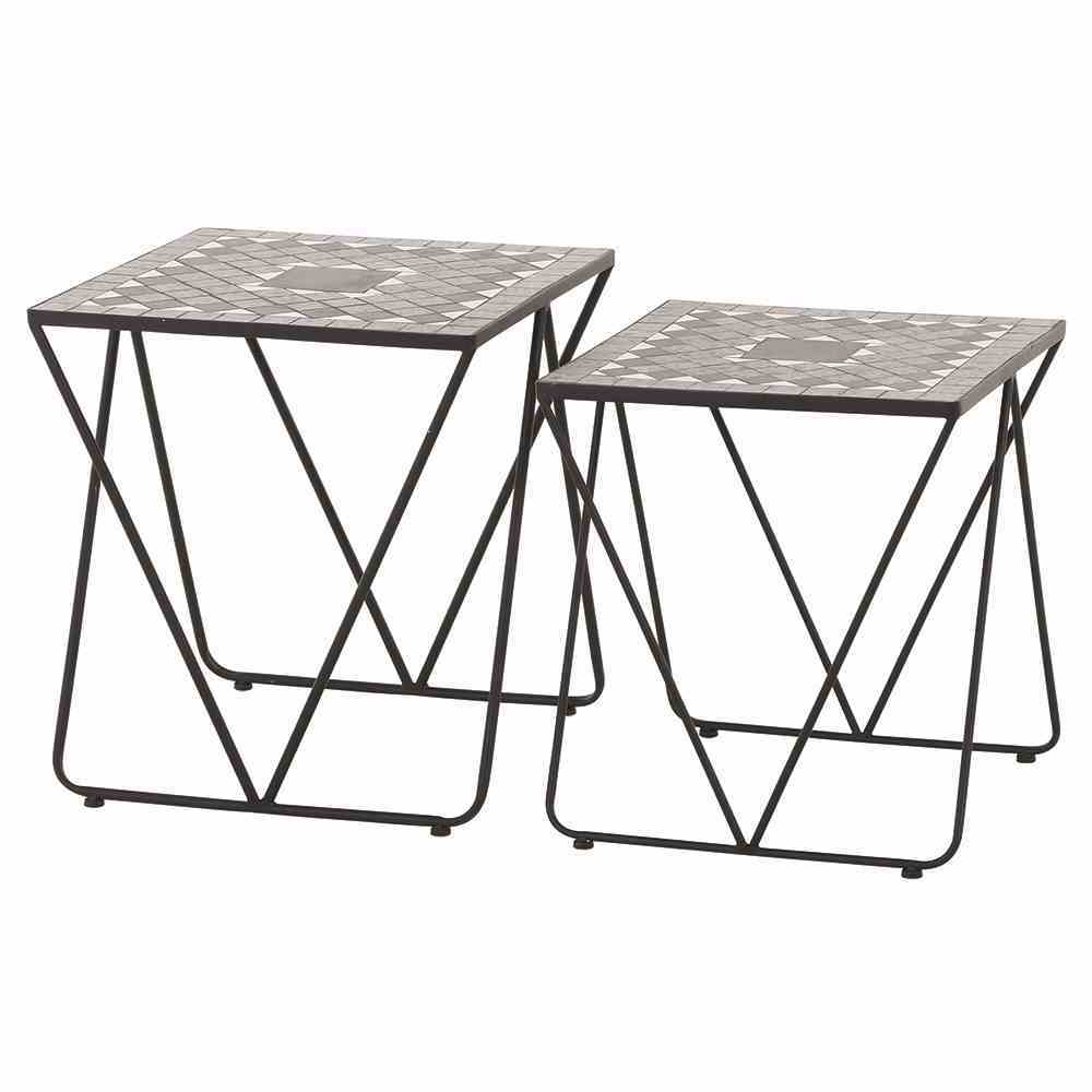 2-teiliges Tischset COMO - matt schwarz - Mosaikoptik