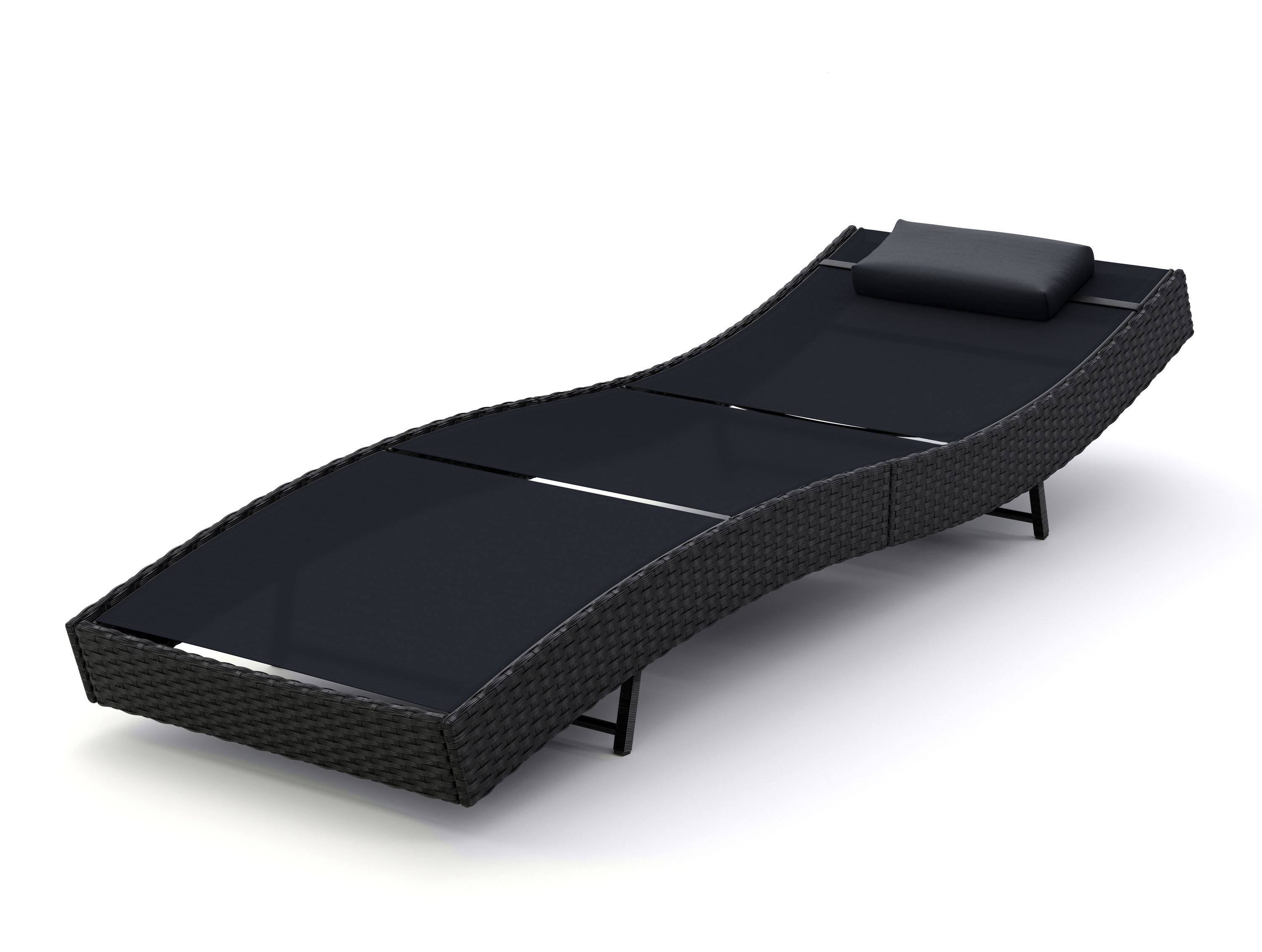 Liegestuhl Rattan WAVE schwarz