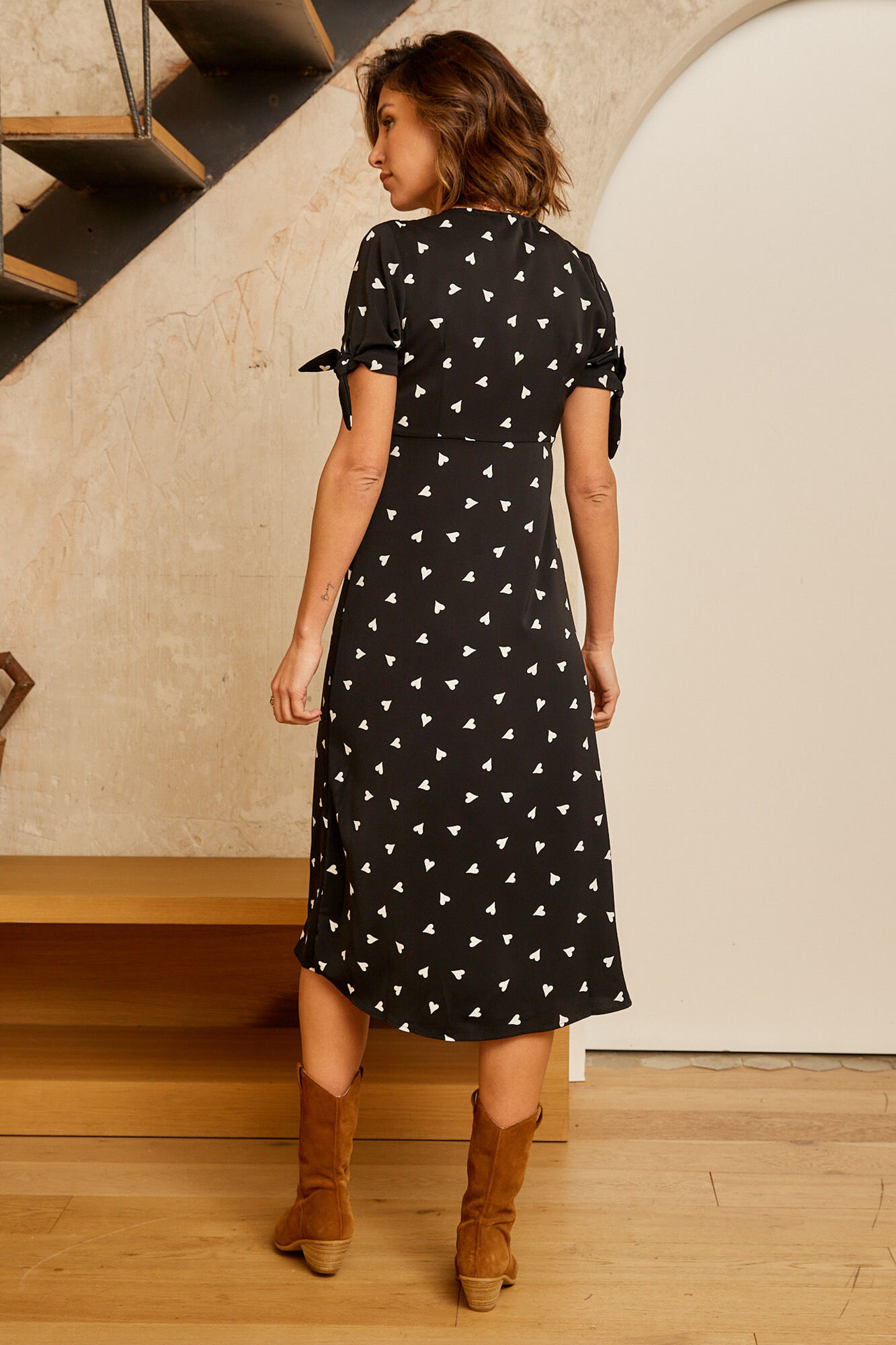 Vestido preto com corações - Preto