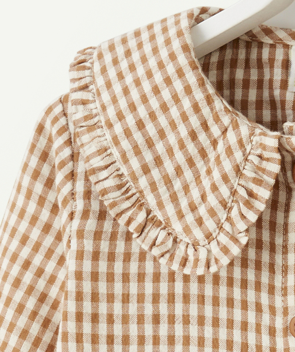 CHEMISE À CARREAUX BÉBÉ FILLE EN COTON COL CLAUDINE