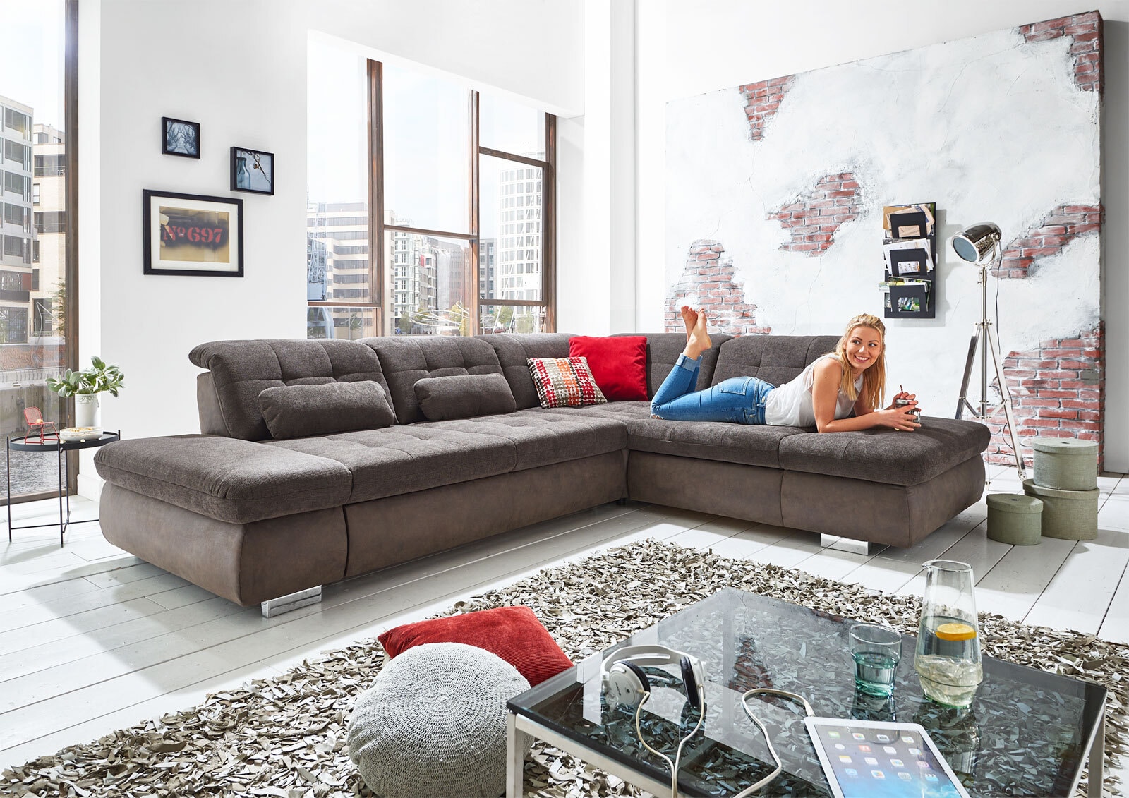 Polsterecke Lance Grau 323x260 cm