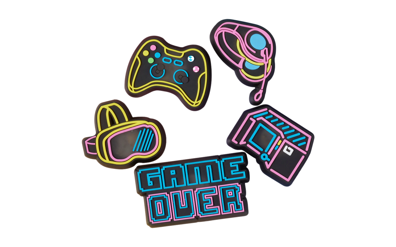 Crocs Jibbitz Lights Up Neon Gamer Schuhanstecker 5er Pack