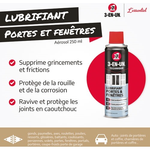 Bombe lubrifiant Portes et Fenêtres - 250 mL