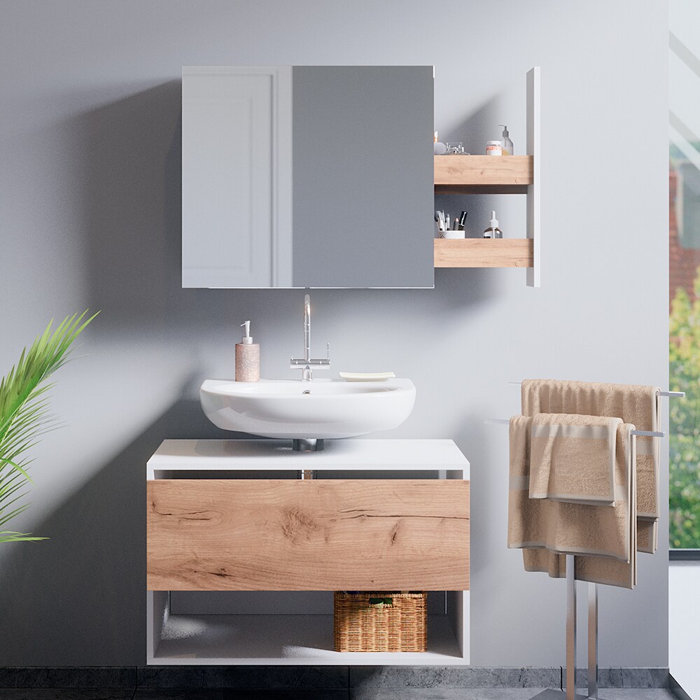Vicco Spiegelschrank Badspiegel Wandspiegel Kate Weiß Eiche Spiegel Badmöbel