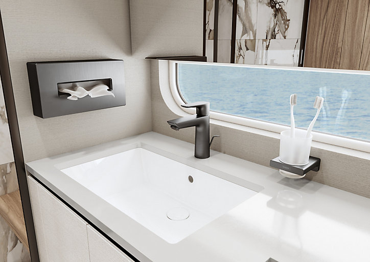 Distributeur de mouchoirs en papier noir chromé brossé Hansgrohe